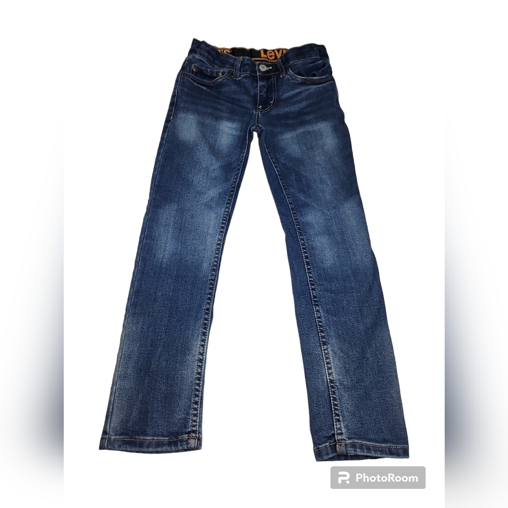 Levi's Boys Straight Leg Blue Jeans Size 8 Regular Adjustable Waist